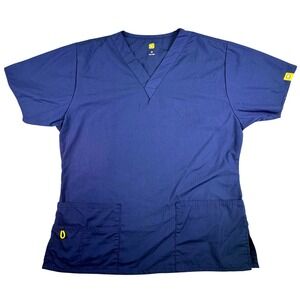 WonderWink Scrub Top Women's Medium Navy Blue V-Neck Style 6016 Short Sleeve